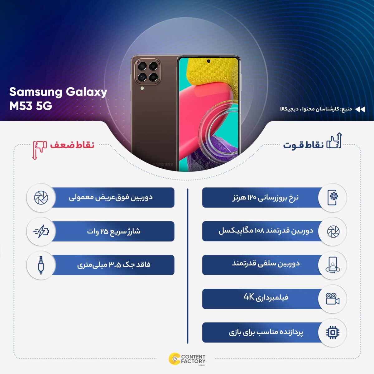 سامسونگ مدل Galaxy M53 5G دو سیم کارت حافظه 128 گیگ و رم 8 گیگ - اکتیو